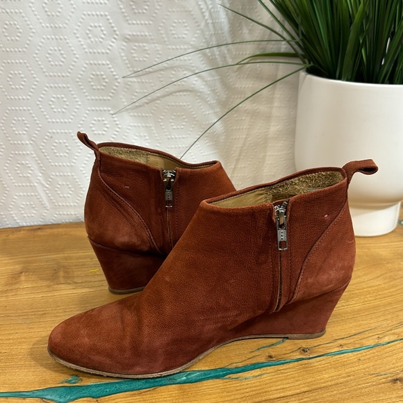 Anthropologie / humanoid cognac leather ankle boot booties wedges 38 - Picture 9 of 10